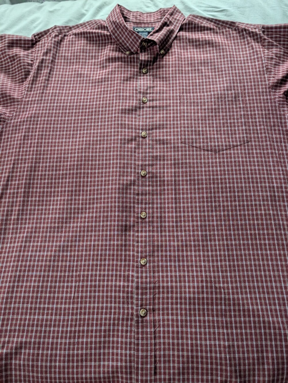 Cherokee Men's Button Up Shirt.  Size XXL. Short Sleeves. Front Pocket.